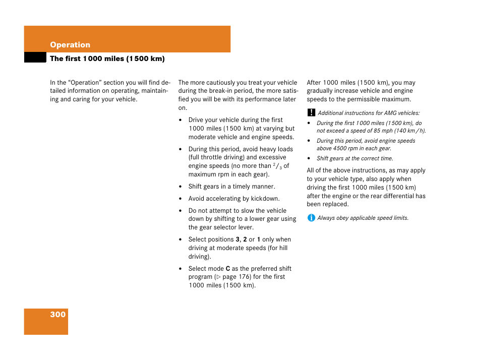 The first 1000 miles (1500 km), 300 operation | Mercedes-Benz CLK-Class 2007 Owners Manual User Manual | Page 301 / 505