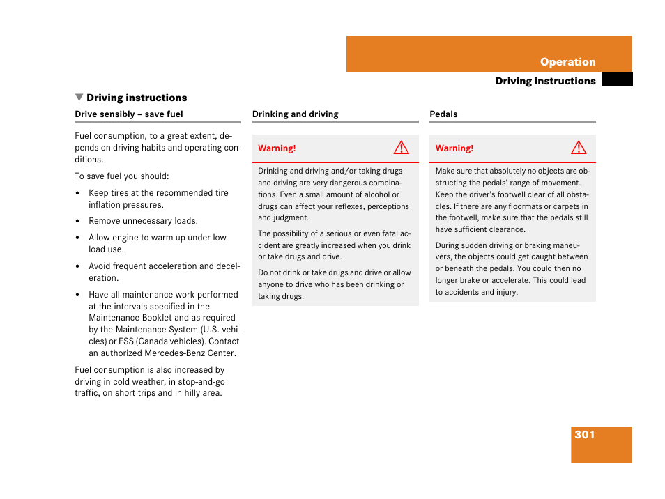 Driving instructions | Mercedes-Benz CLK-Class 2007 Owners Manual User Manual | Page 302 / 505