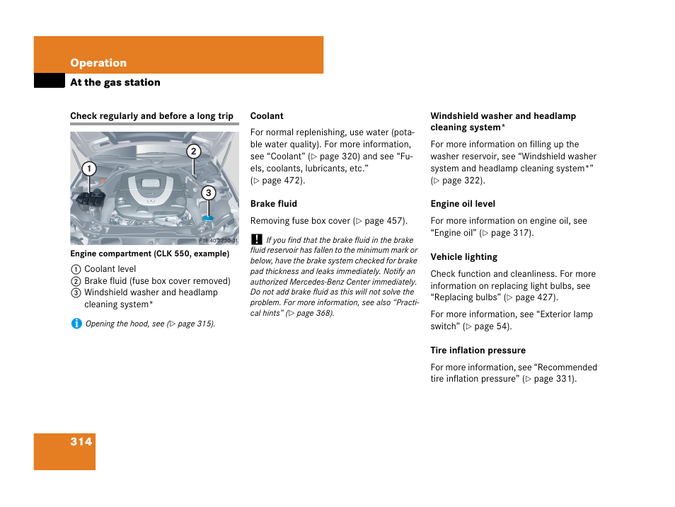 Check regularly and before a long trip | Mercedes-Benz CLK-Class 2007 Owners Manual User Manual | Page 315 / 505