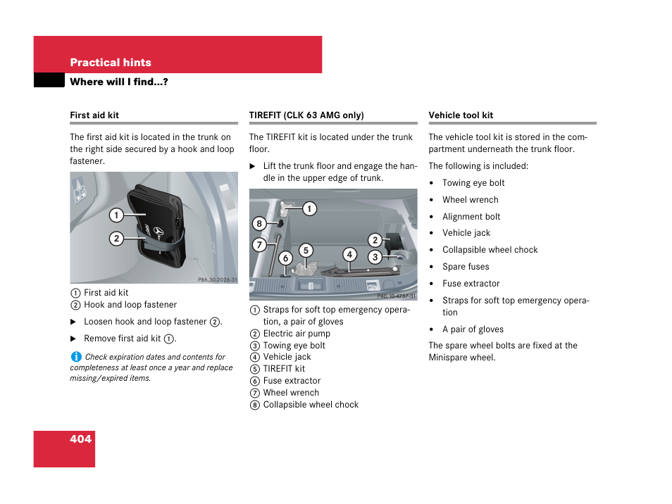 Where will i find, Hints” section | Mercedes-Benz CLK-Class 2007 Owners Manual User Manual | Page 405 / 505