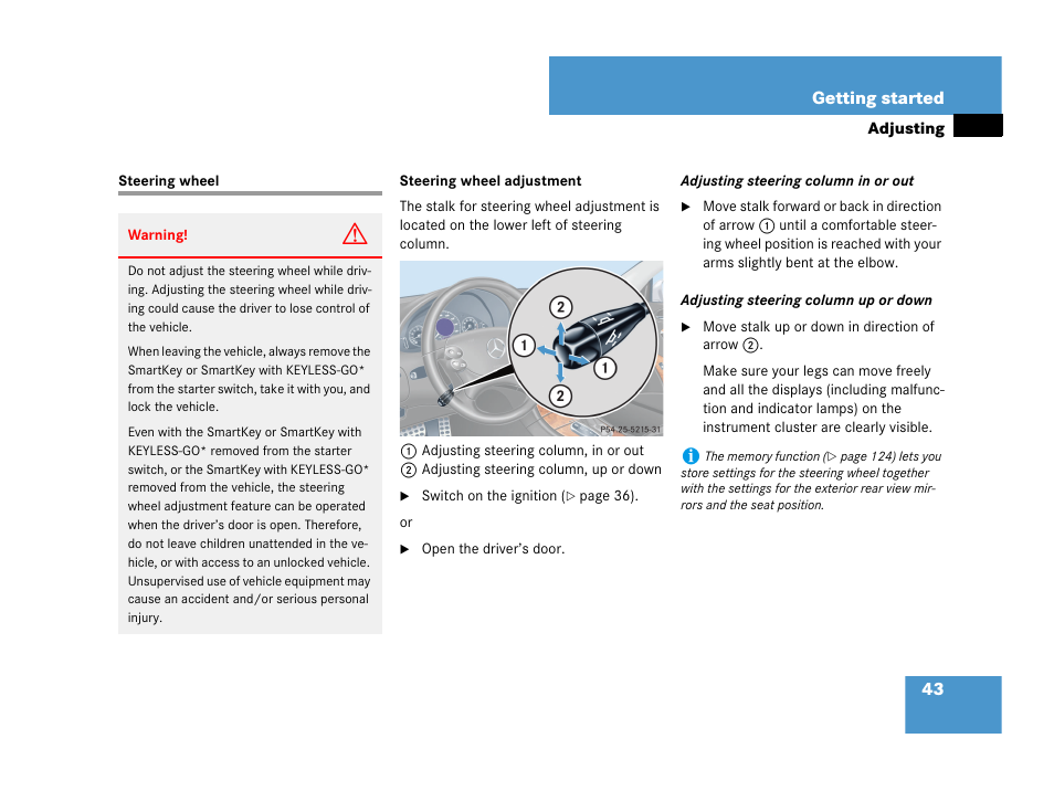 Steering wheel | Mercedes-Benz CLK-Class 2007 Owners Manual User Manual | Page 44 / 505