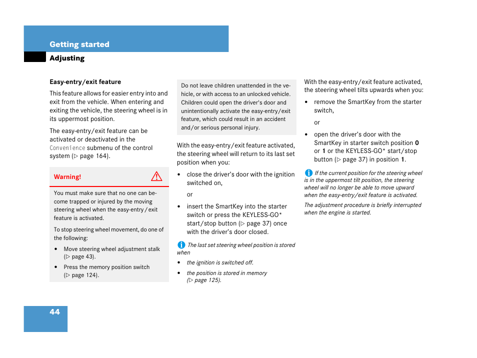 44 getting started | Mercedes-Benz CLK-Class 2007 Owners Manual User Manual | Page 45 / 505