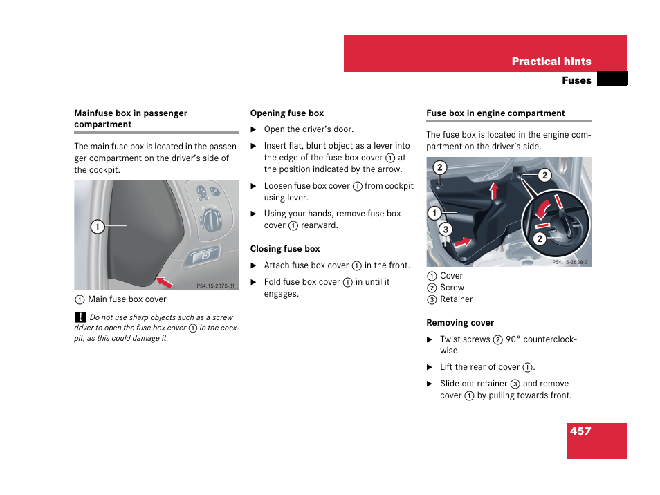 Box cover, Ment, Driver’s side | Partment | Mercedes-Benz CLK-Class 2007 Owners Manual User Manual | Page 458 / 505