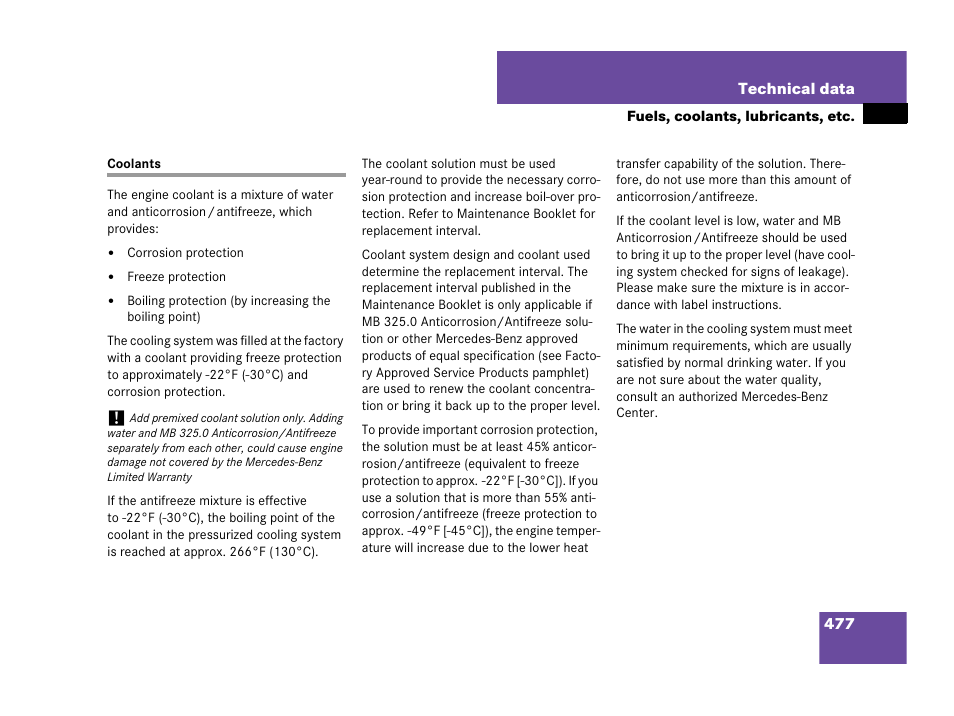 Coolants | Mercedes-Benz CLK-Class 2007 Owners Manual User Manual | Page 478 / 505