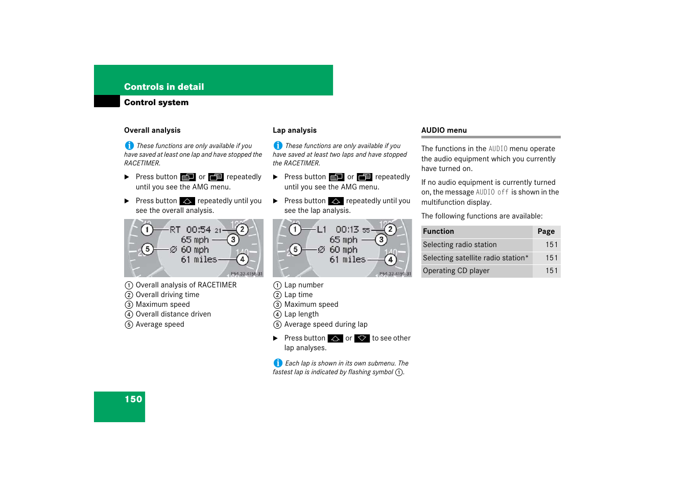 Control system menus:audio, Audio menu | Mercedes-Benz CLS-Class 2007 Owners Manual User Manual | Page 151 / 481