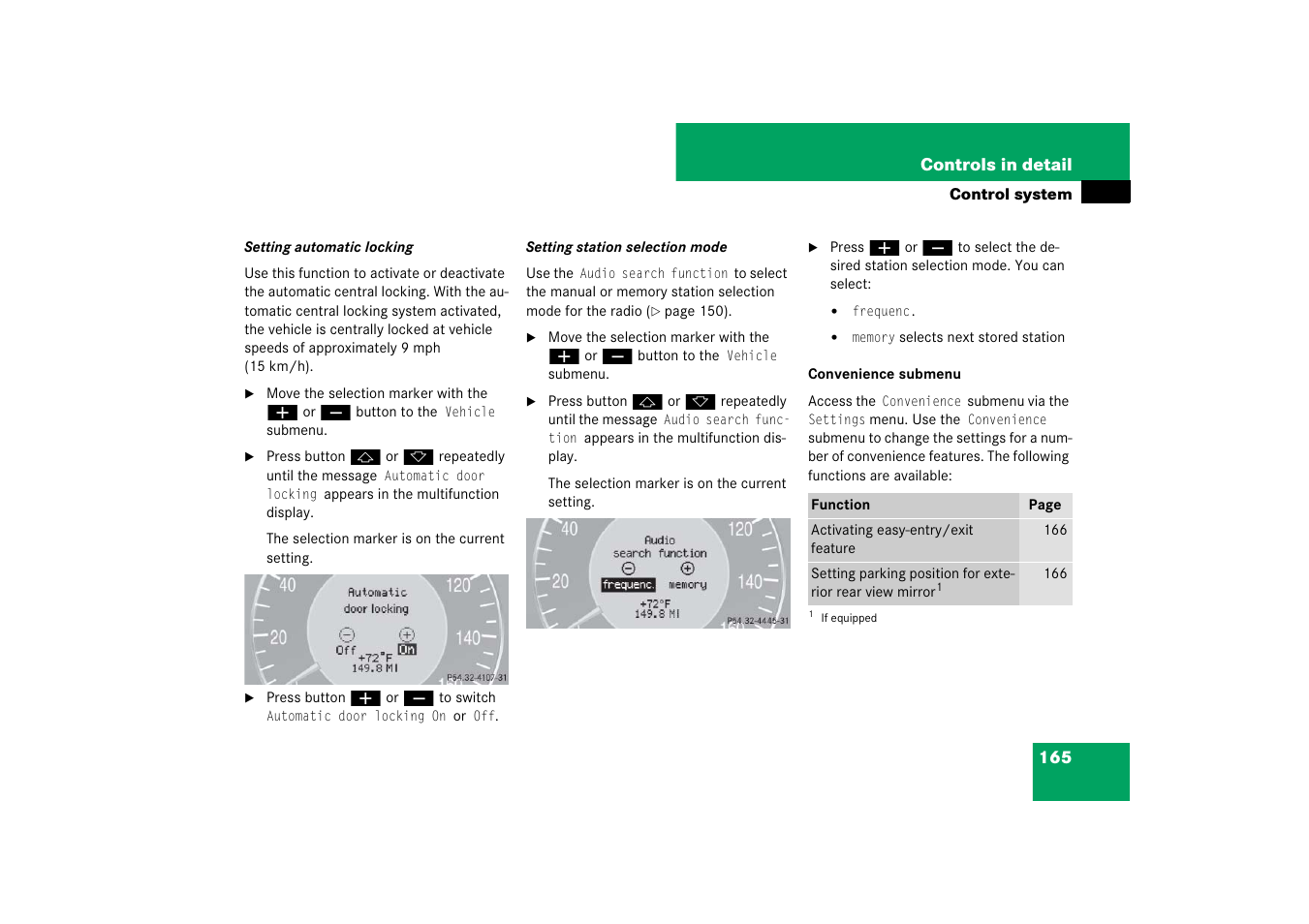 Vated | Mercedes-Benz CLS-Class 2007 Owners Manual User Manual | Page 166 / 481