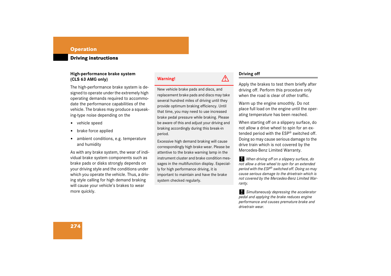 Driving off | Mercedes-Benz CLS-Class 2007 Owners Manual User Manual | Page 275 / 481