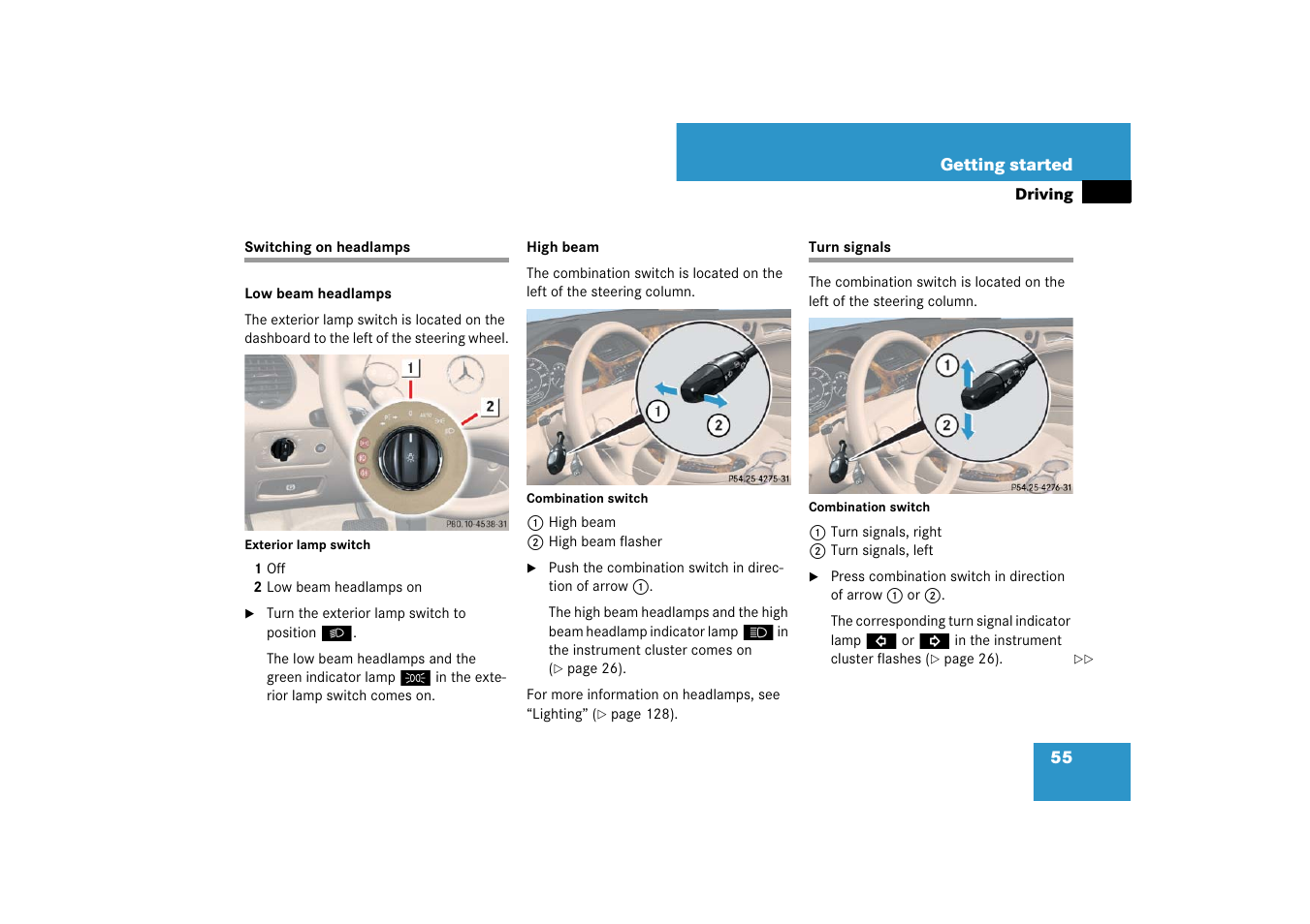 Combination switch | Mercedes-Benz CLS-Class 2007 Owners Manual User Manual | Page 56 / 481