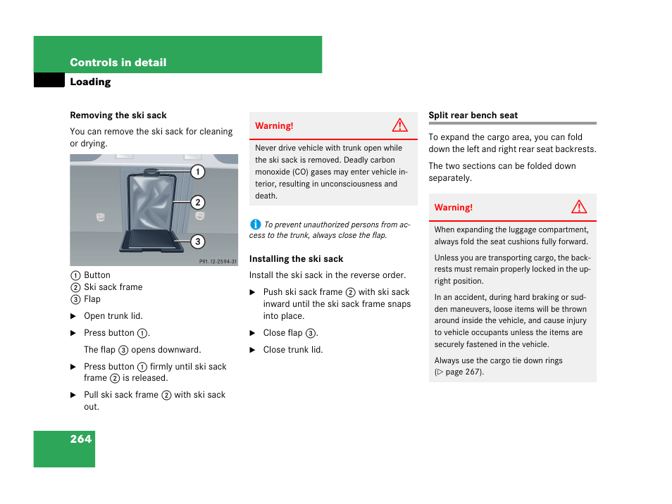 Split rear bench seat | Mercedes-Benz CLK-Coupe 2007 Owners Manual User Manual | Page 265 / 481