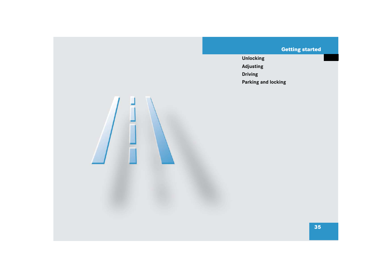 Getting started | Mercedes-Benz E-Wagon 2007 Owners Manual User Manual | Page 36 / 514