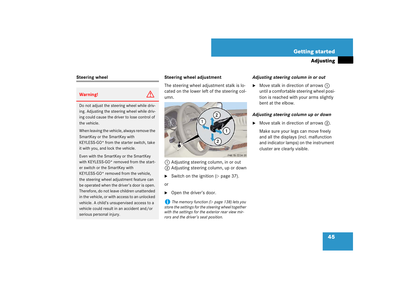 Steering wheel | Mercedes-Benz E-Wagon 2007 Owners Manual User Manual | Page 46 / 514