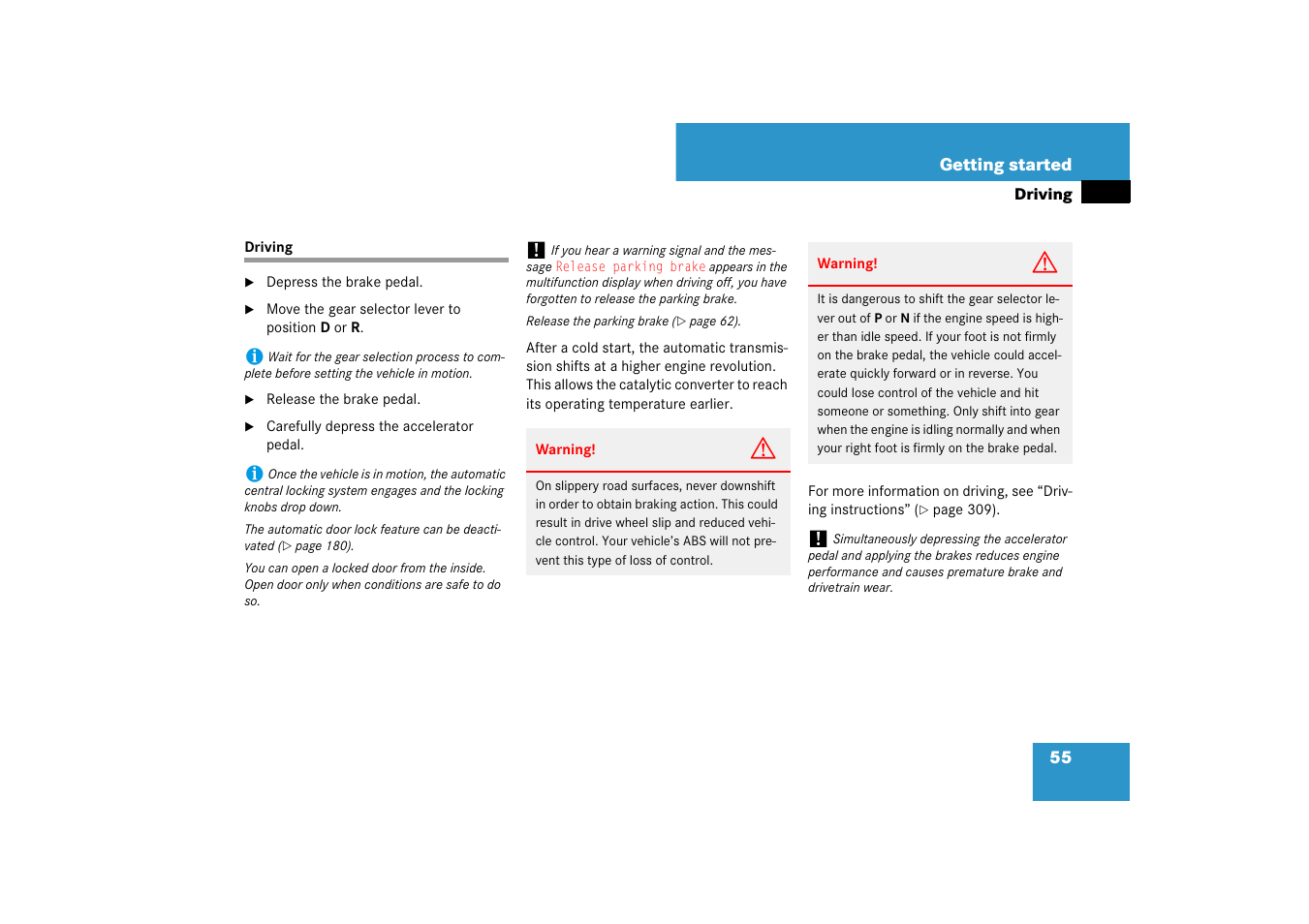 Driving | Mercedes-Benz E-Wagon 2007 Owners Manual User Manual | Page 56 / 514