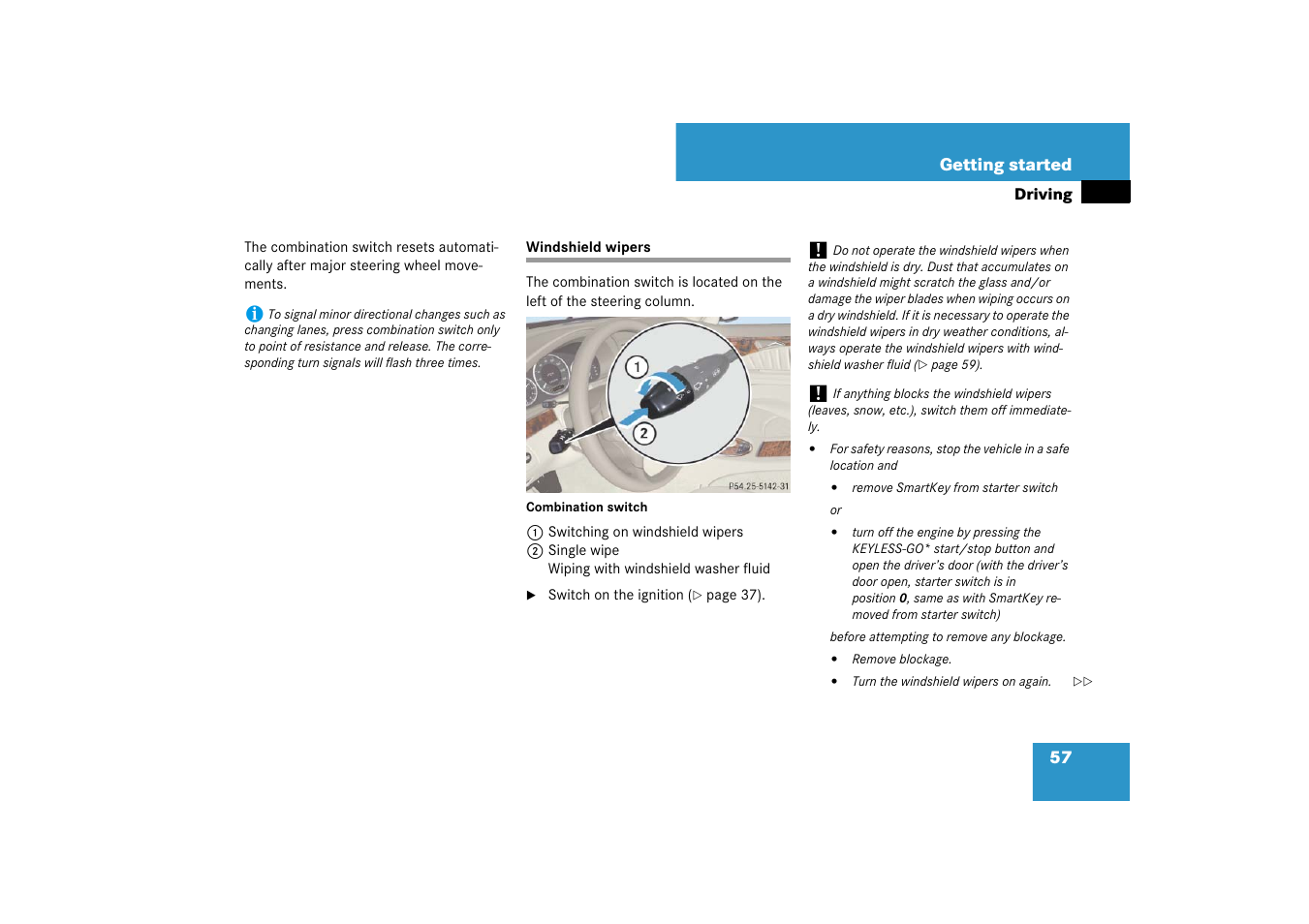 Windshield wipers | Mercedes-Benz E-Wagon 2007 Owners Manual User Manual | Page 58 / 514