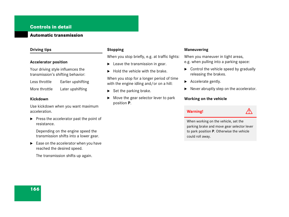 Driving tips | Mercedes-Benz G-Class 2007 Owners Manual User Manual | Page 167 / 457