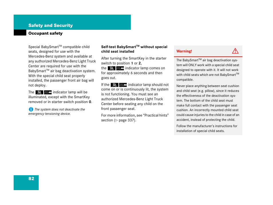 82 safety and security | Mercedes-Benz G-Class 2007 Owners Manual User Manual | Page 83 / 457