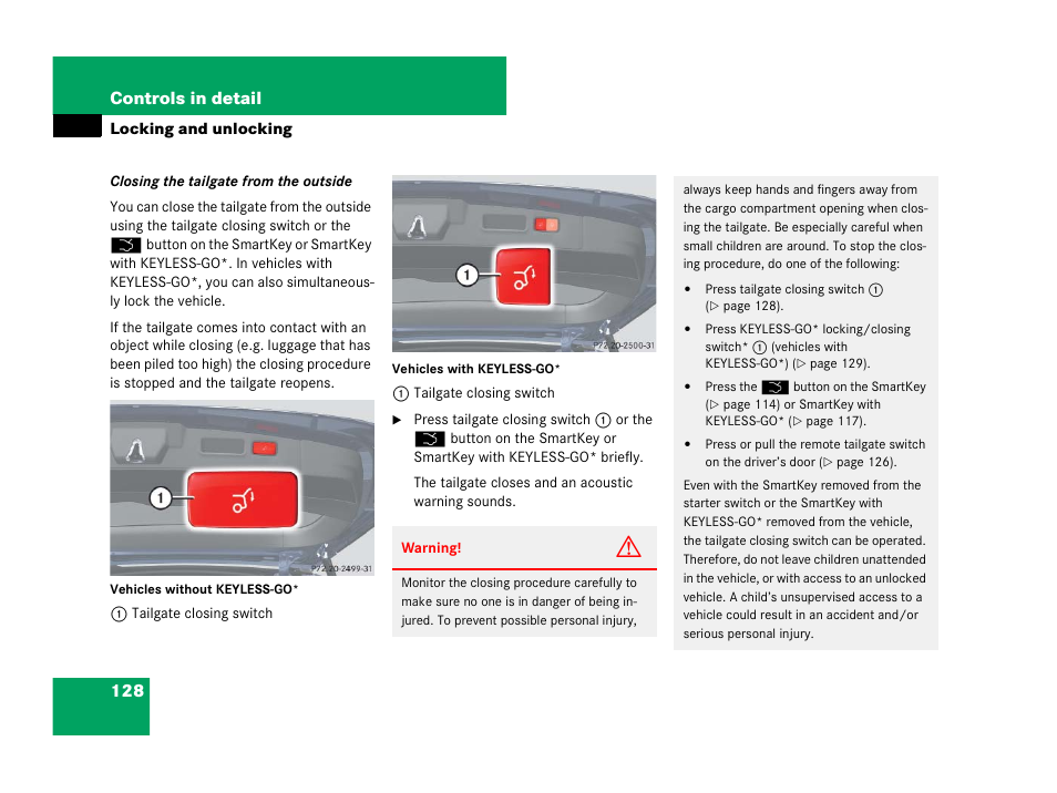 128 controls in detail | Mercedes-Benz GL-Class 2007 Owners Manual User Manual | Page 129 / 595