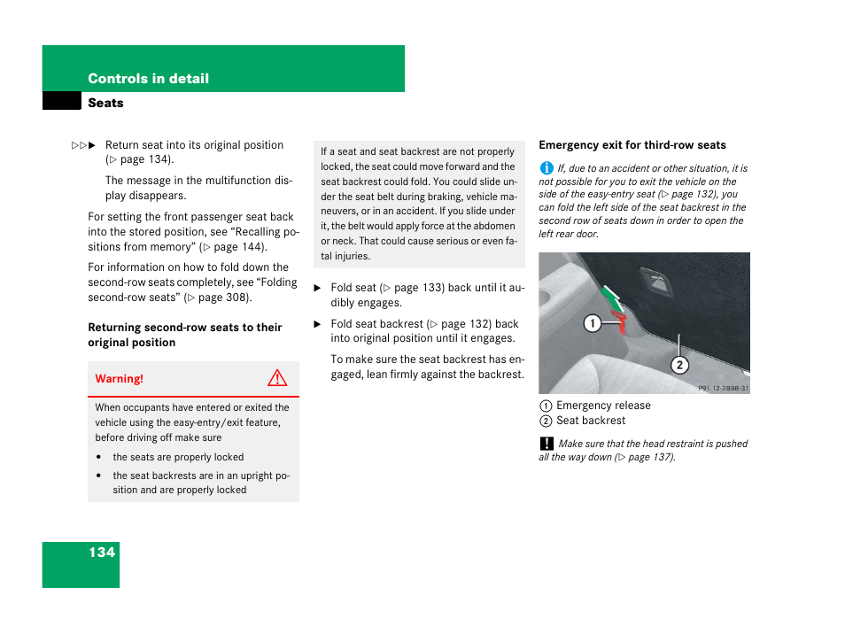 134 controls in detail | Mercedes-Benz GL-Class 2007 Owners Manual User Manual | Page 135 / 595