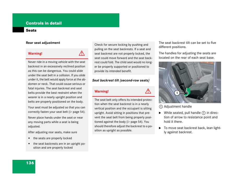 136 controls in detail | Mercedes-Benz GL-Class 2007 Owners Manual User Manual | Page 137 / 595