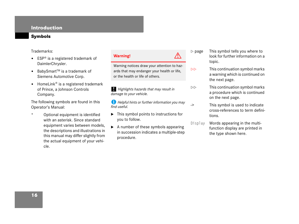 Symbols | Mercedes-Benz GL-Class 2007 Owners Manual User Manual | Page 17 / 595