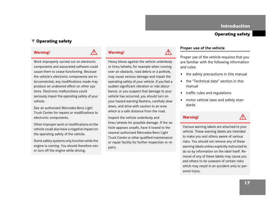 Operating safety, Proper use of the vehicle | Mercedes-Benz GL-Class 2007 Owners Manual User Manual | Page 18 / 595