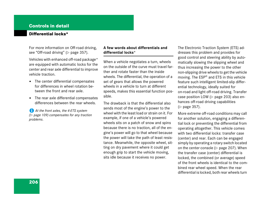 Differential locks, See “differential locks | Mercedes-Benz GL-Class 2007 Owners Manual User Manual | Page 207 / 595