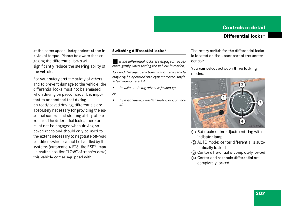 Differential locks*:switching, Switching differential locks | Mercedes-Benz GL-Class 2007 Owners Manual User Manual | Page 208 / 595