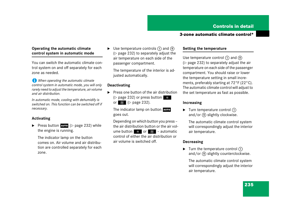 Setting the temperature | Mercedes-Benz GL-Class 2007 Owners Manual User Manual | Page 236 / 595