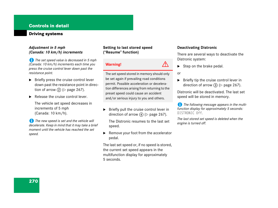 Or, see “deactivating distronic | Mercedes-Benz GL-Class 2007 Owners Manual User Manual | Page 271 / 595