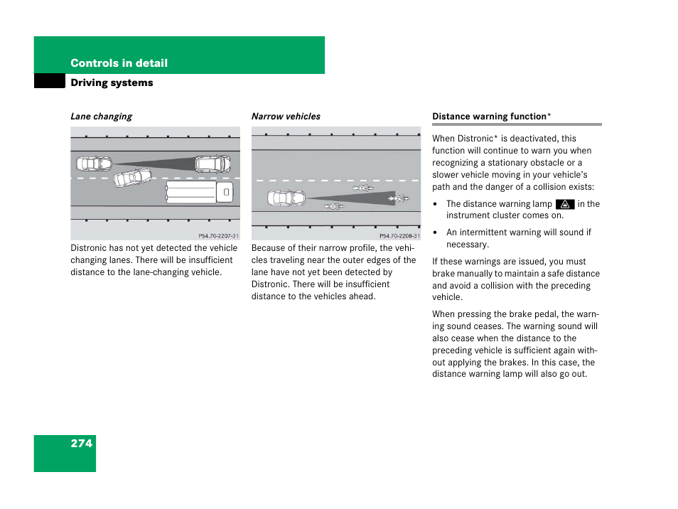 Distronic*:distance warning function, Distance warning function | Mercedes-Benz GL-Class 2007 Owners Manual User Manual | Page 275 / 595