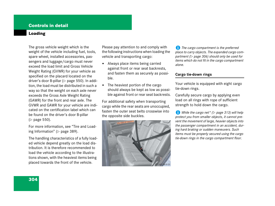 Cargo tie-down rings | Mercedes-Benz GL-Class 2007 Owners Manual User Manual | Page 305 / 595