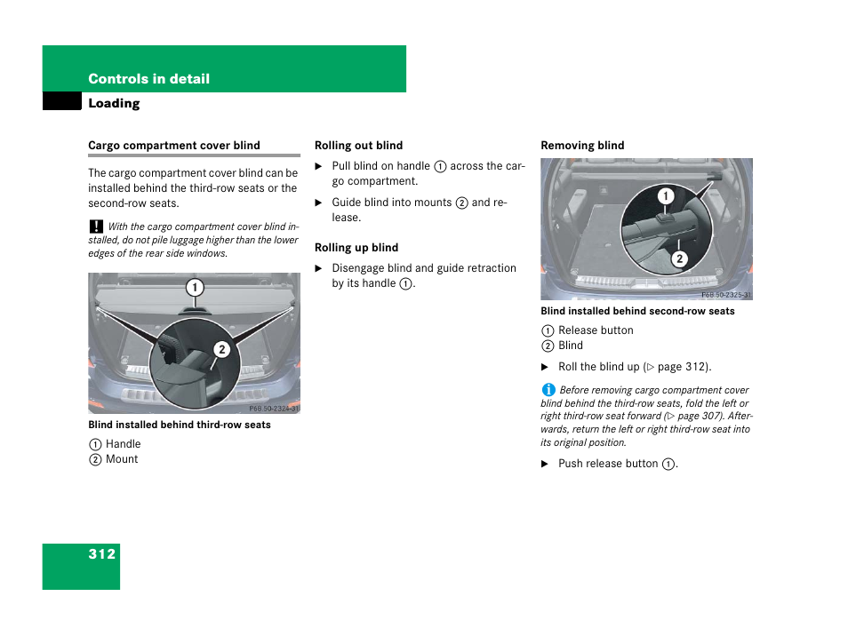 Cargo compartment cover blind | Mercedes-Benz GL-Class 2007 Owners Manual User Manual | Page 313 / 595