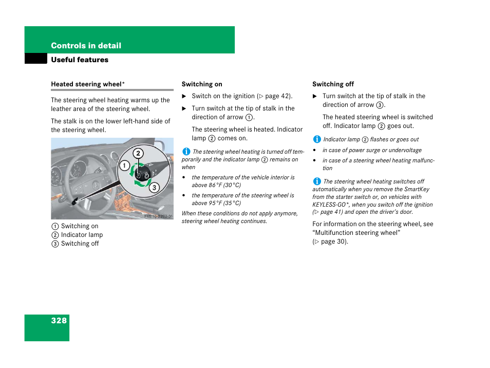 Heated steering wheel | Mercedes-Benz GL-Class 2007 Owners Manual User Manual | Page 329 / 595