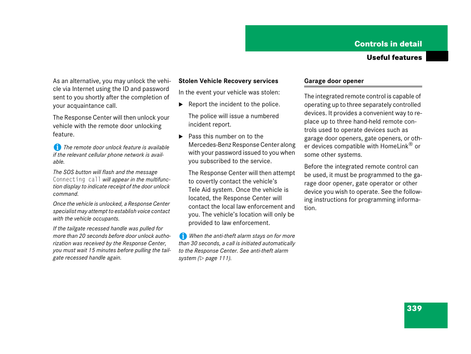 Garage door opener | Mercedes-Benz GL-Class 2007 Owners Manual User Manual | Page 340 / 595