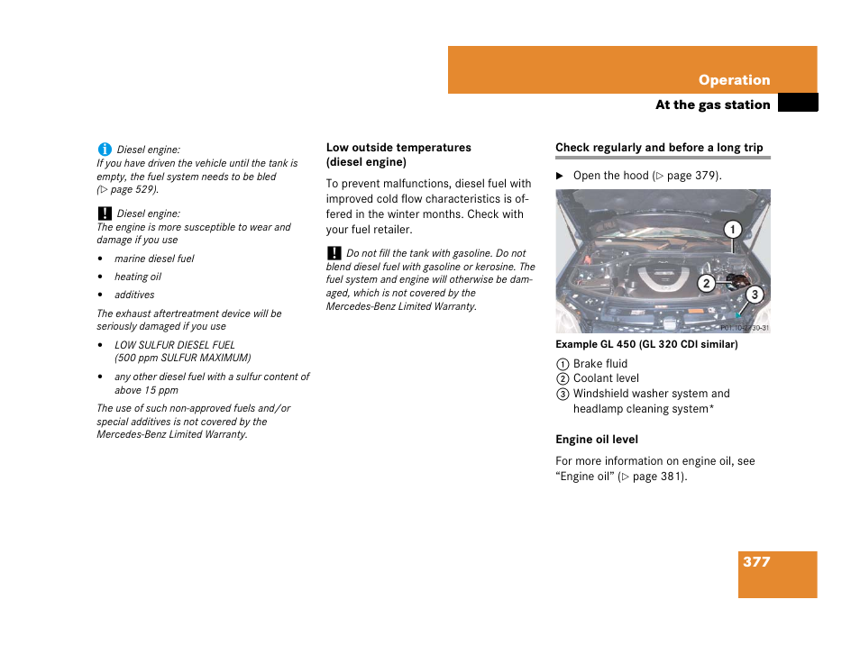 Regular checks, Check regularly and before a long trip | Mercedes-Benz GL-Class 2007 Owners Manual User Manual | Page 378 / 595