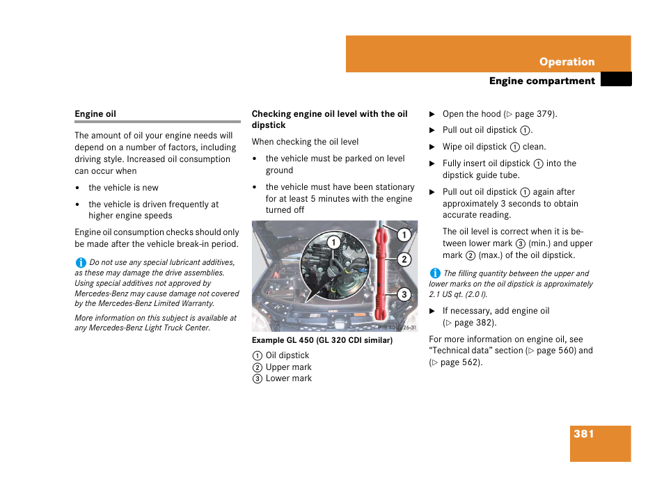 Fluids:engine oil, Engine oil, See “engine oil | Mercedes-Benz GL-Class 2007 Owners Manual User Manual | Page 382 / 595