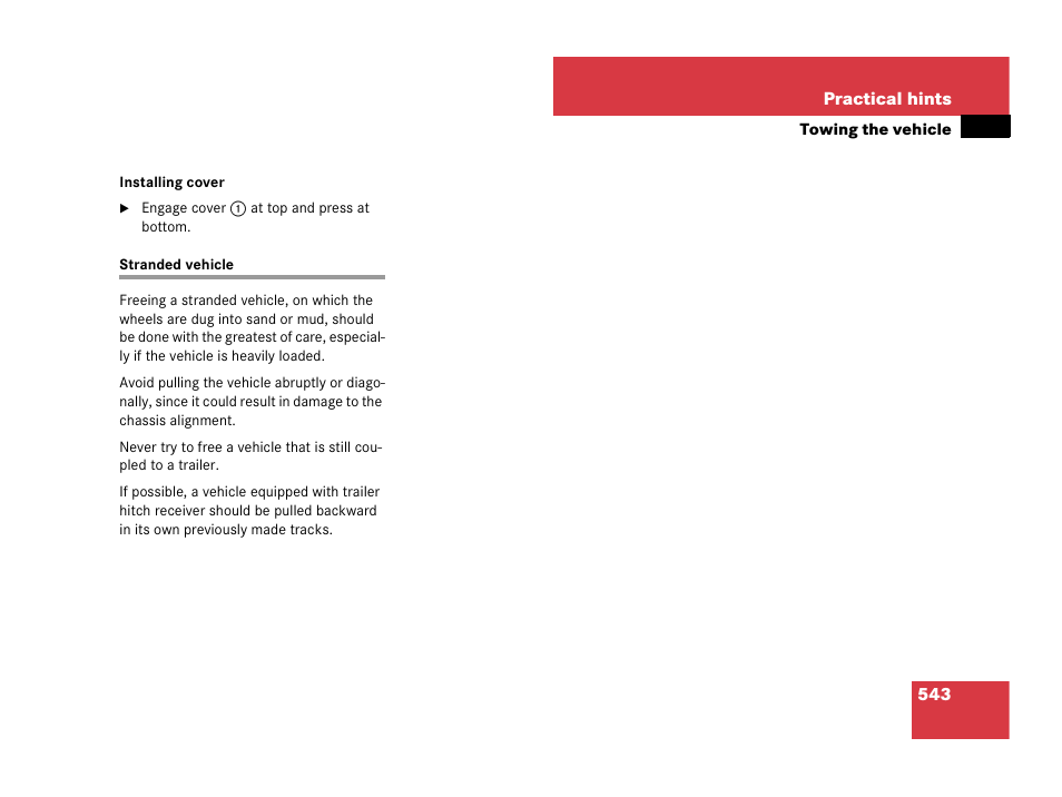 Towing the vehicle, Stranded vehicle | Mercedes-Benz GL-Class 2007 Owners Manual User Manual | Page 544 / 595