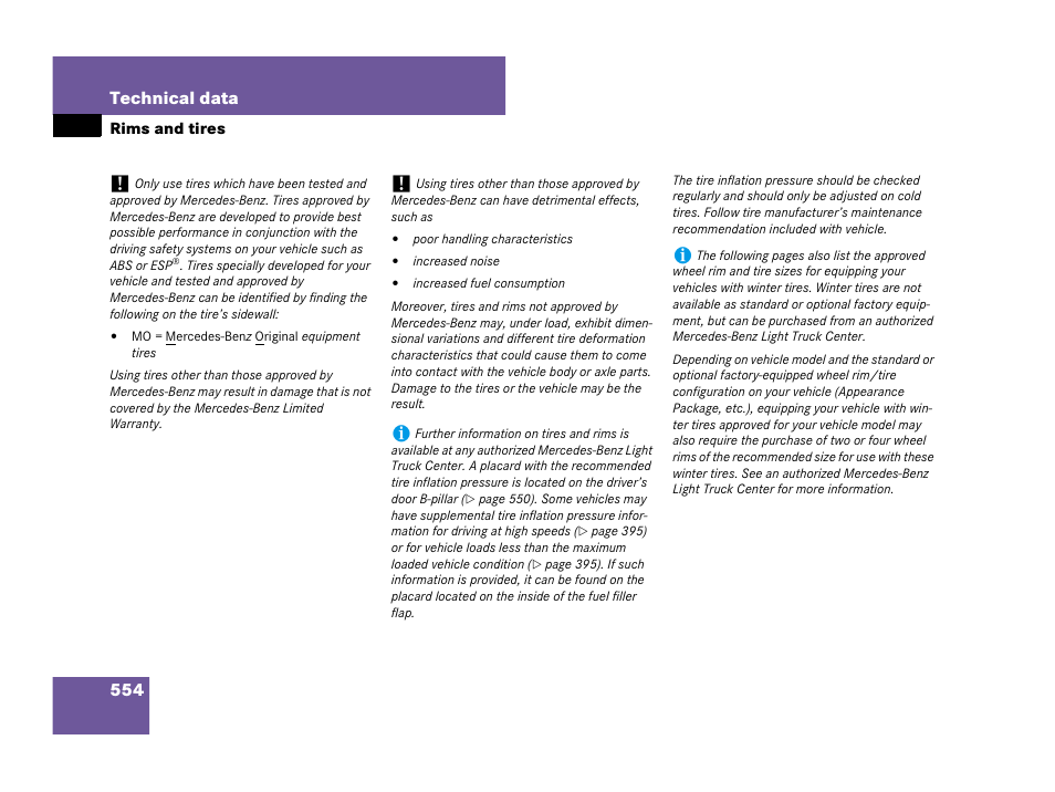 Tires:rims and tires, Rims and tires, See “rims and tires | 554 technical data | Mercedes-Benz GL-Class 2007 Owners Manual User Manual | Page 555 / 595