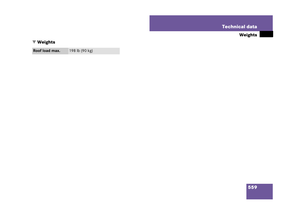 Weights, vehicle, Weights | Mercedes-Benz GL-Class 2007 Owners Manual User Manual | Page 560 / 595