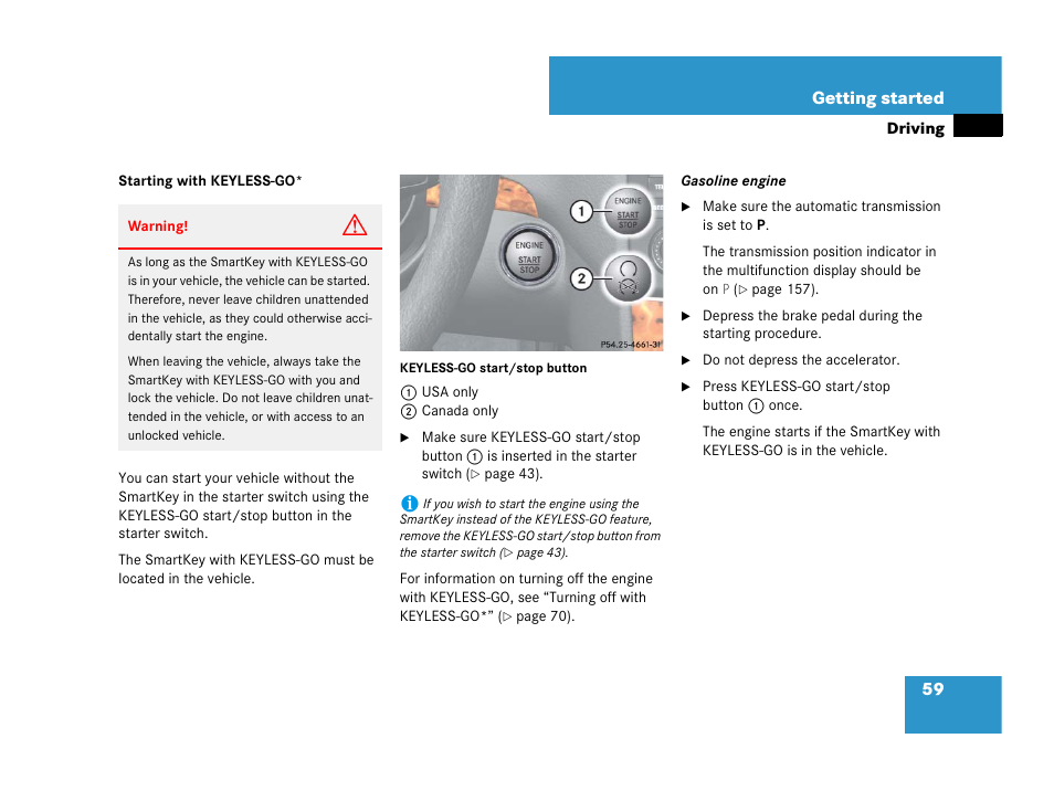 See “starting with keyless-go | Mercedes-Benz GL-Class 2007 Owners Manual User Manual | Page 60 / 595