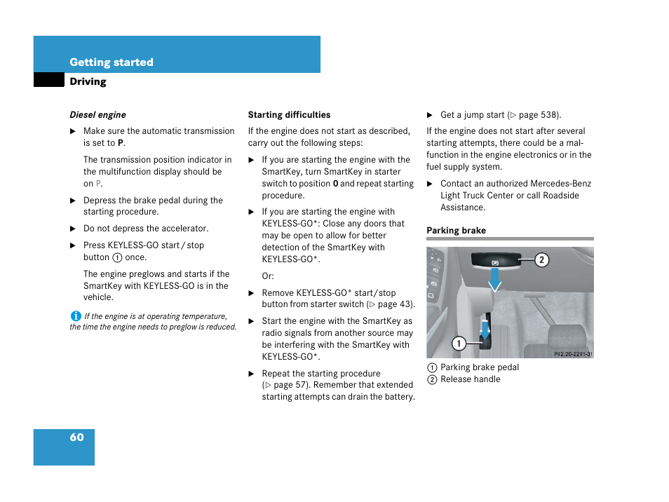Parking brake | Mercedes-Benz GL-Class 2007 Owners Manual User Manual | Page 61 / 595