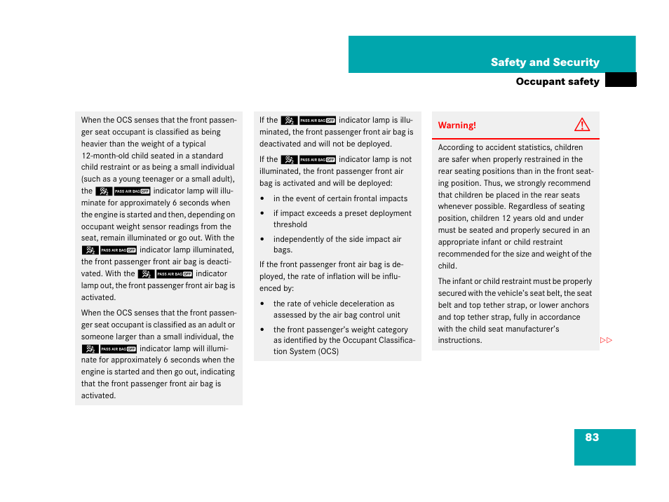83 safety and security | Mercedes-Benz GL-Class 2007 Owners Manual User Manual | Page 84 / 595