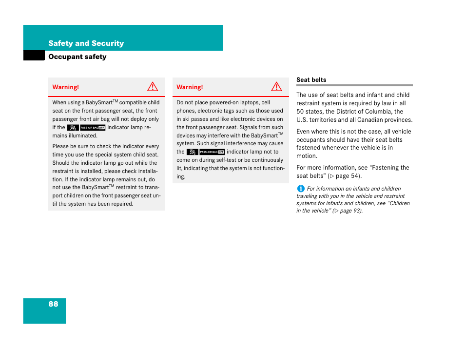 Seat belts, 88 safety and security | Mercedes-Benz GL-Class 2007 Owners Manual User Manual | Page 89 / 595