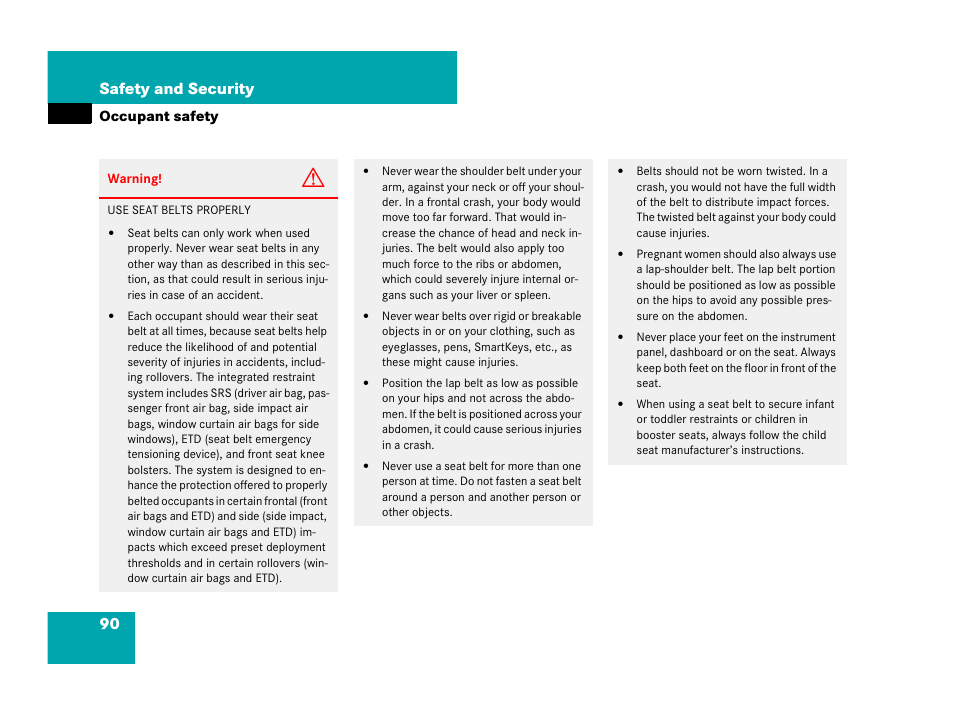 90 safety and security | Mercedes-Benz GL-Class 2007 Owners Manual User Manual | Page 91 / 595