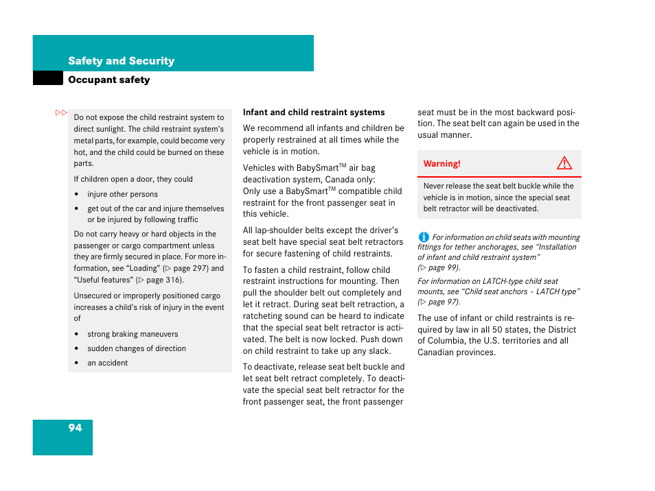 94 safety and security | Mercedes-Benz GL-Class 2007 Owners Manual User Manual | Page 95 / 595