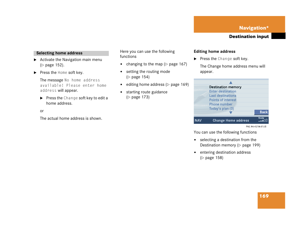 169 navigation | Mercedes-Benz R-Class 2007 COMAND Manual User Manual | Page 171 / 242