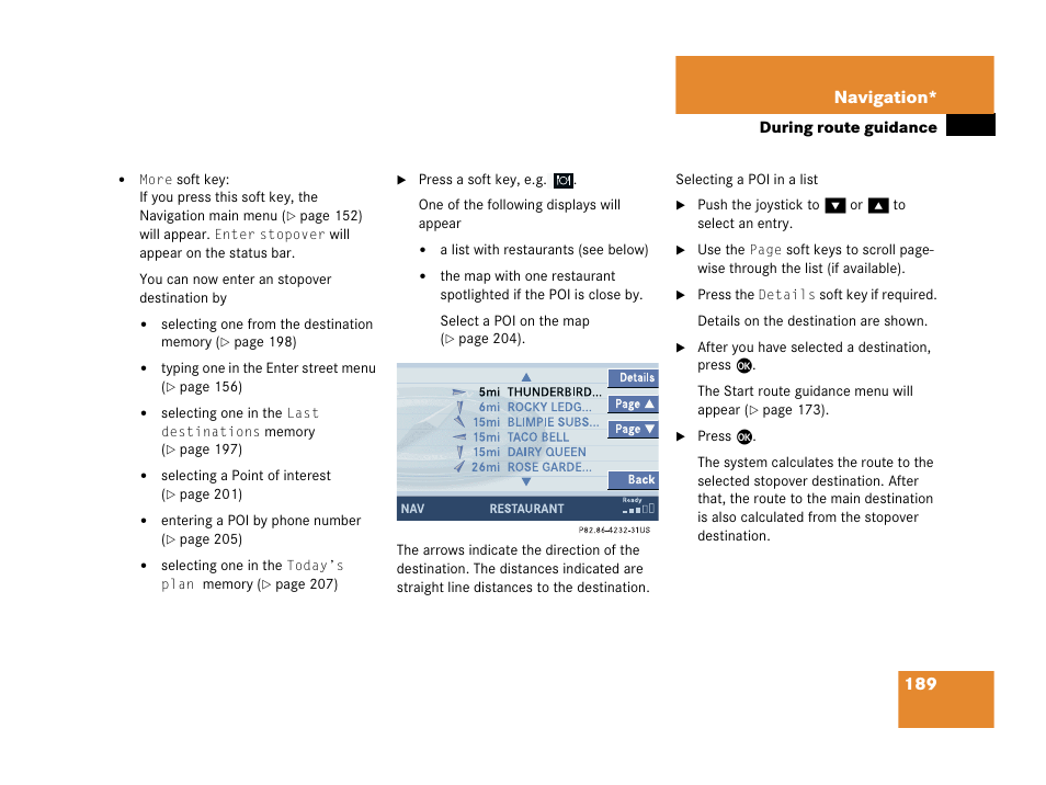 189 navigation | Mercedes-Benz R-Class 2007 COMAND Manual User Manual | Page 191 / 242