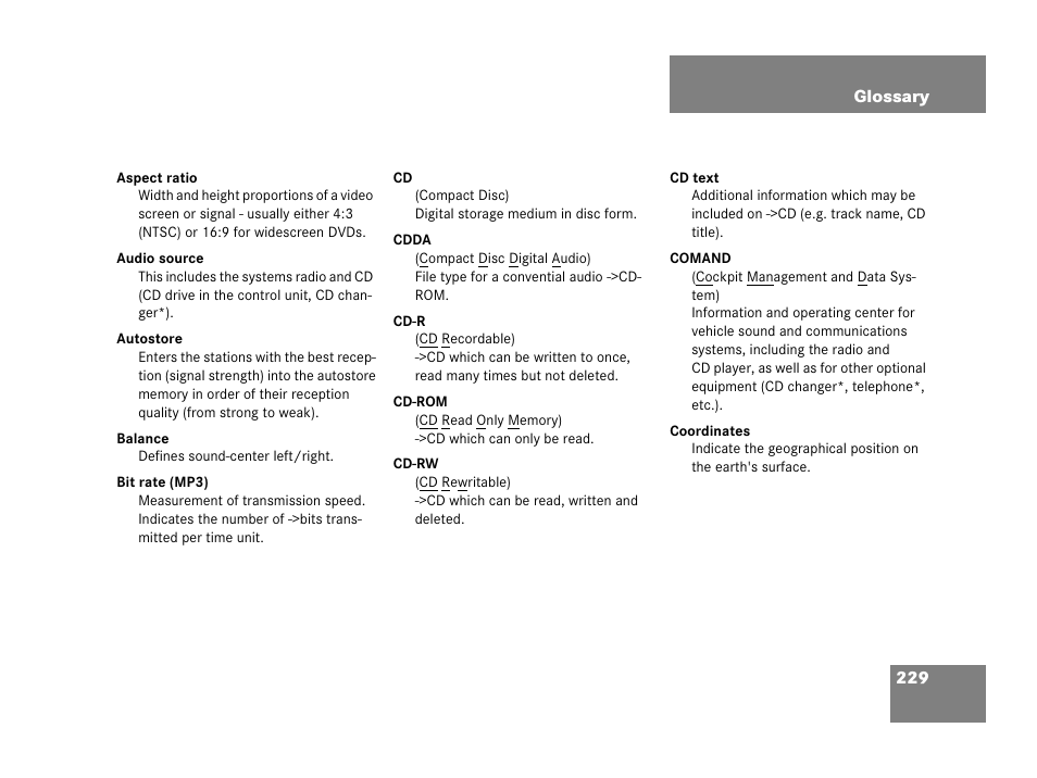 Mercedes-Benz R-Class 2007 COMAND Manual User Manual | Page 231 / 242