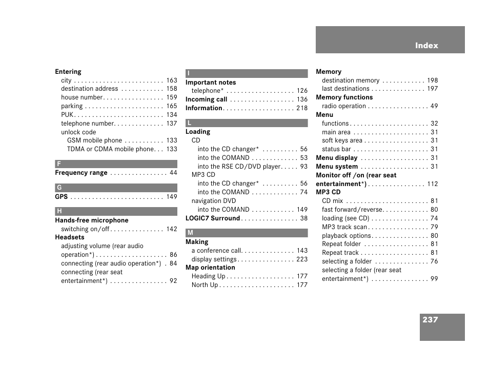Mercedes-Benz R-Class 2007 COMAND Manual User Manual | Page 239 / 242