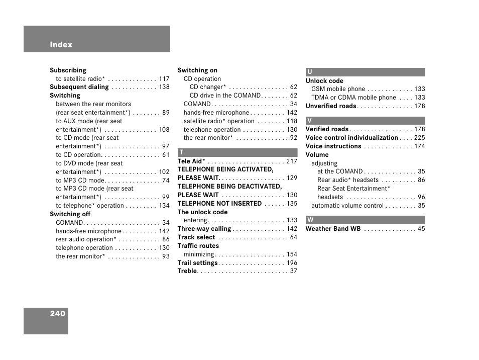 Mercedes-Benz R-Class 2007 COMAND Manual User Manual | Page 242 / 242