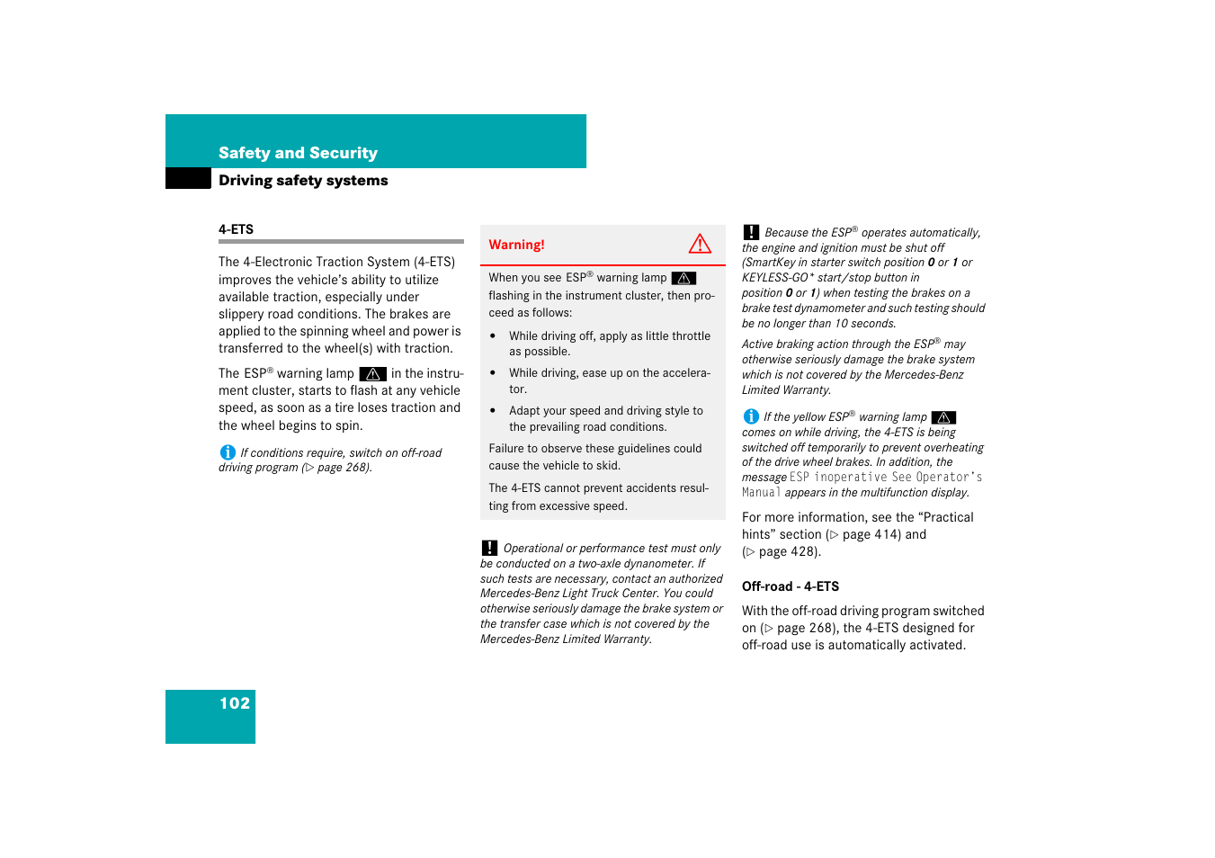 Driving safety systems:4-ets | Mercedes-Benz M-Class 2007 Owners Manual User Manual | Page 103 / 585